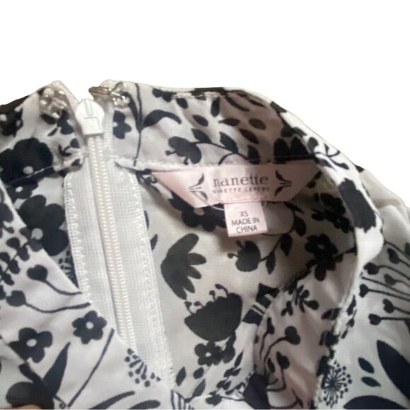 Nanette Lepore Womens Semi-Sheer Poet Sleeve Blouse-Black/White-Size XS-GUC - Picture 6 of 8
